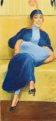 Rudolf Bauer, Dame auf Sofa, Circa 1907/1910, Pastel on cream-coloured laid paper