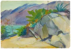 Maria Marc, Seeufer mit Felsen, Watercolour and gouache over preparatory pencil drawing on watercolour laid paper with watermark "PM Fabriano"