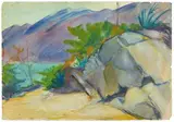 Maria Marc, Seeufer mit Felsen, Watercolour and gouache over preparatory pencil drawing on watercolour laid paper with watermark "PM Fabriano"