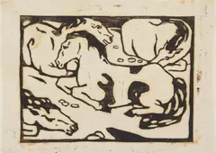 Franz Marc, Ruhende Pferde, 1911/1912, Woodcut on fine Japan paper