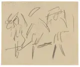 Hamburger Tänzerinnen by Ernst Ludwig Kirchner, 1910, Pencil drawing on machine-made laid paper (verso of a printed form of the imperial post office Aurich, with watermark "V, sold Dec 2022