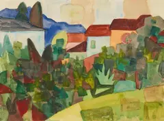 Hermann Hesse, Tessiner Dorflandschaft, 1922, Watercolour on card