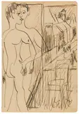Vorm Spiegel by Ernst Ludwig Kirchner, Around 1929, Pencil and pen and ink drawing on drawing paper, sold Dec 2022