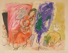 Maternité by Marc Chagall, 1954, Colour lithograph on wove paper with "ARCHES" watermark, sold Dec 2022