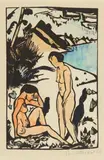 Erich Heckel, Am Strand, 1923, Woodcut, coloured, on machine-made laid paper. 40.1/41.2 x 26/