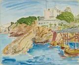 Erich Heckel, Felsen bei Biarritz, 1929, Watercolour and coloured chalk on wove paper with watermark "JW ZANDERS"