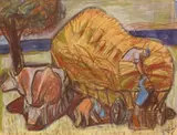 Otto Dix, Getreideernte, 1952, Pastel on paper