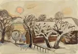 Otto Dix, Winter auf der Höri, 1953, Watercolour on laid paper with watermark "J W ZANDERS 1953"