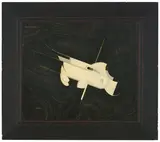 Robert Michel, Plankton-Express, 1956, Coloured and black India ink on card, collaged with linen mat and varnished, mounted on insulation board