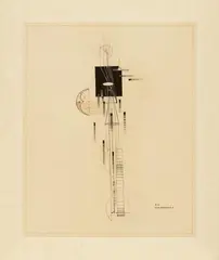 Ella Bergmann-Michel, The lection of light, 1923, Colour and black pen and India ink drawing over pencil on detail paper, collaged, varnished and mounted on card