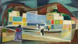 Werner Drewes, Mexican Village, 1959, Oil on canvas