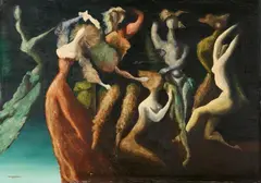 Mac Zimmermann, Märtyrerinnen in Ekstase, 1963, Oil on fibreboard