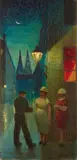 Werner Heldt, Nächtliche Straßenecke in Berlin, 1925, Oil on artist's board