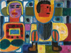 Ida Kerkovius, Zwei Figuren, 1956, Oil on burlap, mounted on fibreboard