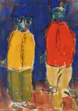 Zwei Figuren (Groteske) by Christian Rohlfs, 1923, Water tempera and India ink on watercolour laid paper, offered Dec 2022