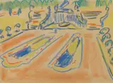 Partie aus einem Dresdner Park by Ernst Ludwig Kirchner, Circa 1910, Colour chalk drawing on paper, sold Dec 2022
