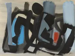 Blau-Grau by Fritz Winter, 1954, Oil on paper, mounted on canvas, sold Dec 2022
