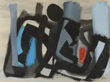 Fritz Winter, Blau-Grau, 1954, Oil on paper, mounted on canvas
