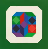 Victor Vasarely, Sona-L, 1988, Paper collage on white card on green card