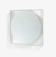 Adolf Luther, Untitled, 1984, Mirror object: semi-transparent mirror on mirror back panel on panel.. In plexiglass box