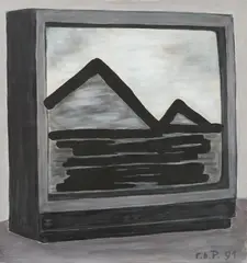 C. O. Paeffgen, Untitled (Pyramiden), 1991, Acrylic on photo canvas on canvas