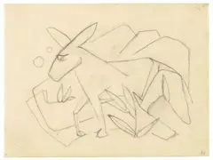 Esel in stilisierter Landschaft by Franz Marc, 1912, Pencil drawing on tracing paper, sold Dec 2022