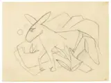 Franz Marc, Esel in stilisierter Landschaft, 1912, Pencil drawing on tracing paper