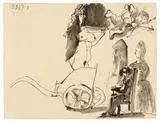 Pablo Picasso, Char et personnages, 1967, Brush and India ink and pen drawing on wove paper with watermark "GUARRO"