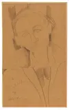 Amedeo Modigliani, Portrait d' Elena: Hélène Povolozky, 1917, Chalk and graphite pen on brownish paper, mounted to card (