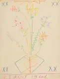 Pablo Picasso, Bouquet de fleurs, 1946, Colour chalk drawing on cream-coloured Velin d'Arches