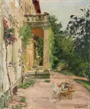Max Slevogt, Haus in Godramstein - Wolfgang mit Ziege, 1909, Oil on canvas