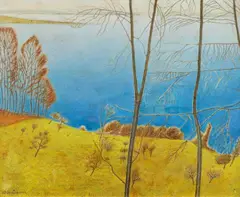 Adolf Dietrich, Blick auf den Untersee, 1953, Oil on fibreboard