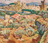 Mela Muter, Ansicht von Avignon. Verso: Mutter mit Kind