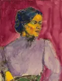 Emil Nolde, Frauenporträt, Circa 1907, Brush and India ink and watercolour on drawing card