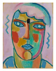 Alexej von Jawlensky, Mystischer Kopf: Kopf in Lila und Blau, 1917, Oil on card, mounted on wood