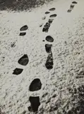 Marcel Bovis, Le Pas dans la Neige, 1930s, Vintage ferrotyped gelatin silver print