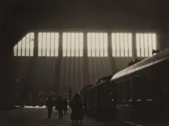 Aenne Biermann, Lichteinfall, Leipzig, Bahnhof, 1931, Vintage ferrotyped gelatin silver print