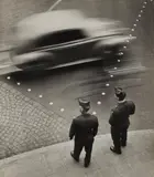 Toni Schneiders, Straßenecke in Frankfurt, Early 1950s, Vintage ferrotyped gelatin silver print on Leonar paper