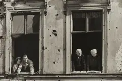Ost-Berlin, Friedensfahrt, Prenzlauer Berg by Arno Fischer, 1957, Gelatin silver print, printed later, sold Dec 2022