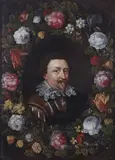 Antwerp School, Oval Portrait of Frederick V of the Palatinate within a Wreath, Oil on panel