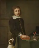 Cremona 17th century, Portrait of a Boy with Dog, Oil on canvas (relined). 90, x