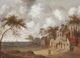 Anthonie van Croos, Village Landscape with a Town in the Distance, Oil on panel
