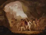 Abraham van Cuylenborch, Dancing Putti in a Grotto, Oil on panel