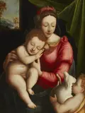 attributed to Bernardino de Conti, Madonna with Christ and St. John, Oil on panel (parquetted)