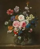 Hieronymus Galle the Elder, Two Floral Still Lifes, Oil on canvas, laid down on card. each