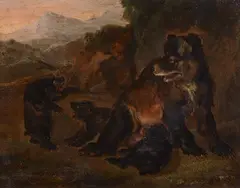 Abraham Hondius, Female Bear with Three Cubs, Oil on panel