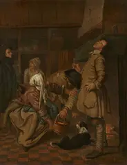 Jan Josef Horemans the Elder, Figures in an Interior, Oil on canvas (parquetted)