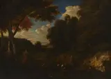 Forest Landscape with Bathers by Cornelis Huysmans successor, Oil on canvas (relined), offered Nov 2022