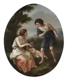 copy after Angelika Kauffmann, Cephise Clipping the Sleeping Cupid's Wings, Oil on canvas