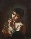 Domenico Maggiotto, A boy blowing bubbles, Oil on canvas (relined)